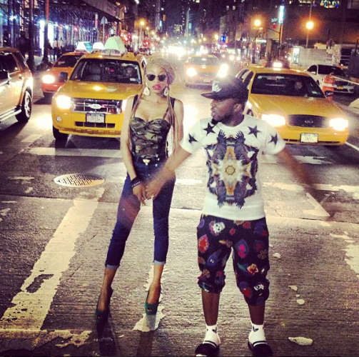 Photo: Ice Prince & model Kendra Etufunwa stop traffic in NYC