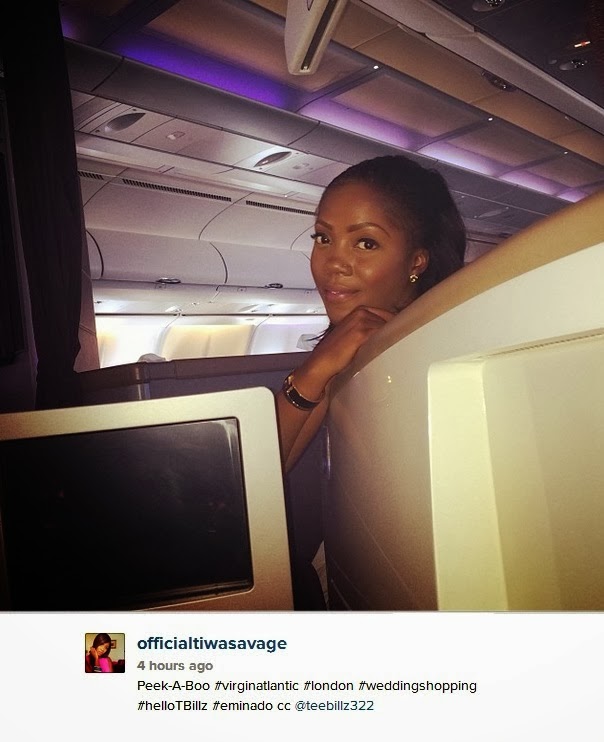 [PIC] FLIGHT MODE: Tiwa Savage Flies To London to shop for Wedding